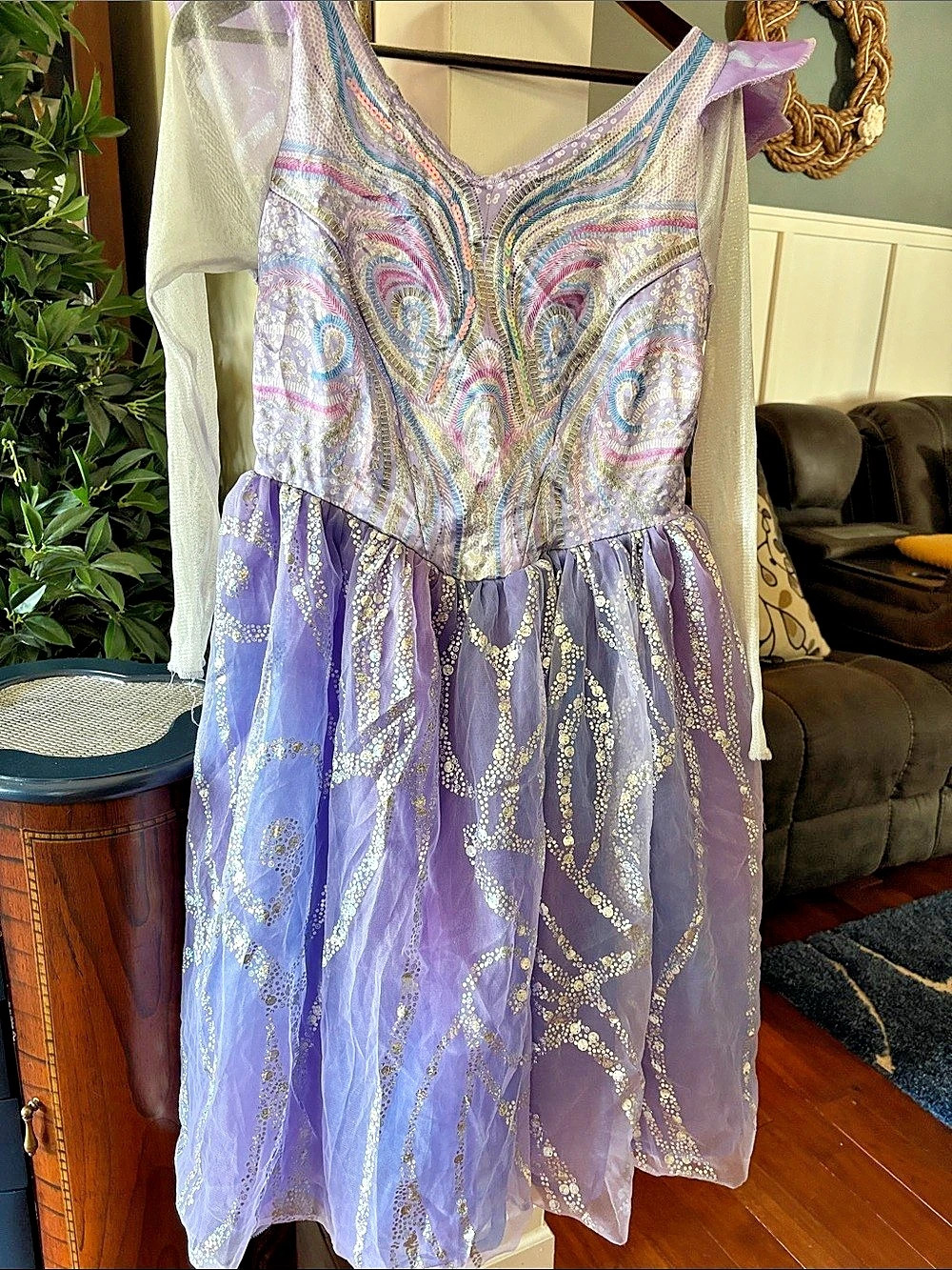 Purple Abstract Embellished Maxi Dress Like New